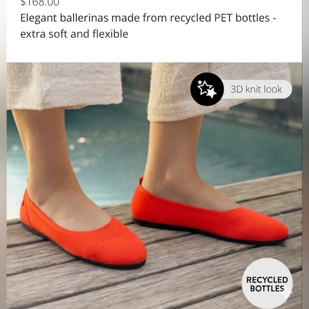 Giesswein Round Toe Flats Orange , size 6